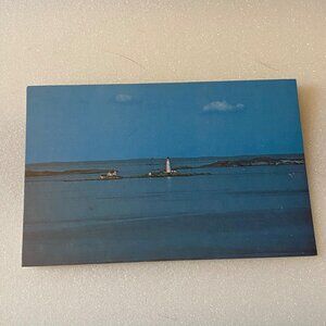 Vintage Boston Light Postcard By Hull Historical Society Nautical Ocean Unposted